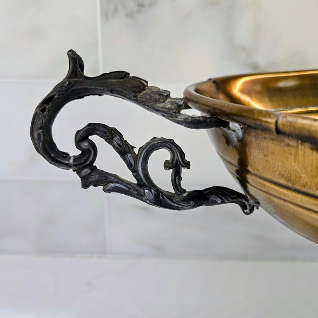 Metal Rococo-Style Mixed Metal Compote Centerpiece For Sale - Image 7 of 10