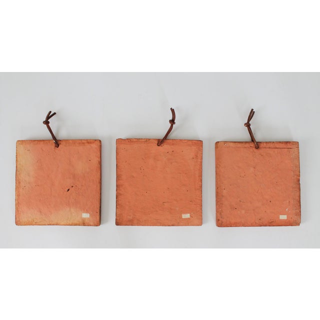 Set of Three Vintage Square Egyptian Style Terracotta Wall Hangings For Sale - Image 11 of 12