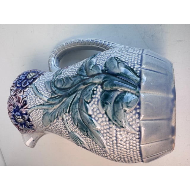 Ceramic Majolica Pitcher For Sale - Image 7 of 12