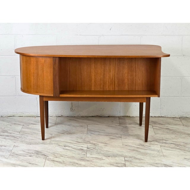 Teak Elliptical Bullet Desk by Kai Kristiansen for Feldballes For Sale - Image 12 of 14