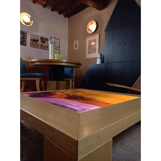 "Disegno Uno" table by Meccani Studio for Meccani Design. Beautiful oak coffee table with a design in the center. The...