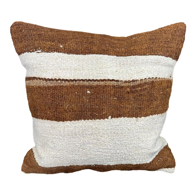 Turkish Hemp Pillow Cushion Natural Beige Brown Cushion Cover 20"x20" For Sale