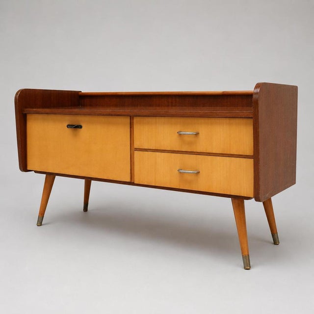 Vintage Low Sideboard Hallway Cabinet with Flap and 2 Drawers For Sale - Image 6 of 6
