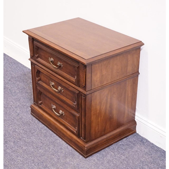 Davis Cabinet Company Davis Cabinet Co. Tawny Cherry Italian Inspired Traditional 25" Three Drawer Nightstand - Model 1907 For Sale - Image 4 of 14