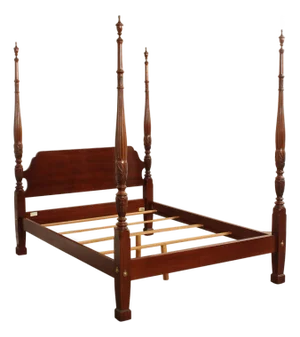 Ethan Allen 'Georgian Court' Cherry Rice Carved Queen Size Poster Bed