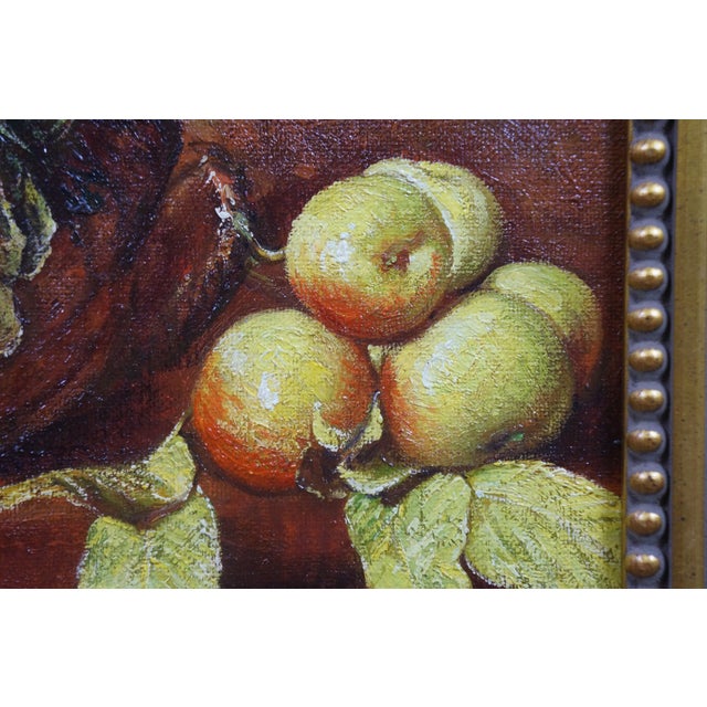 Late 20th Century 20th Century Still Life With Pansies Oil Painting After Henri Fantin-Latour 29" For Sale - Image 5 of 10