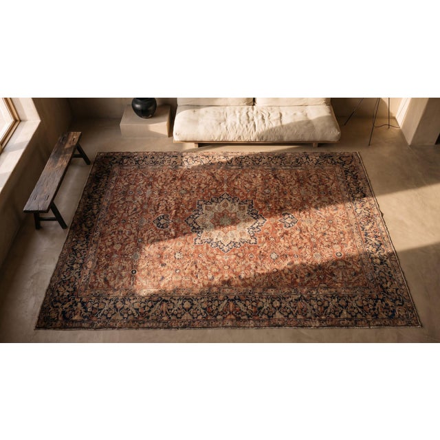 Fantastic Brown and Blue Color With Medallion Design Antique Tabriz Rug For Sale - Image 11 of 11