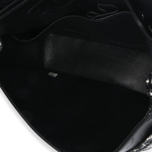 Black White Tweed Quilted Medium Classic Double Flap For Sale - Image 9 of 9
