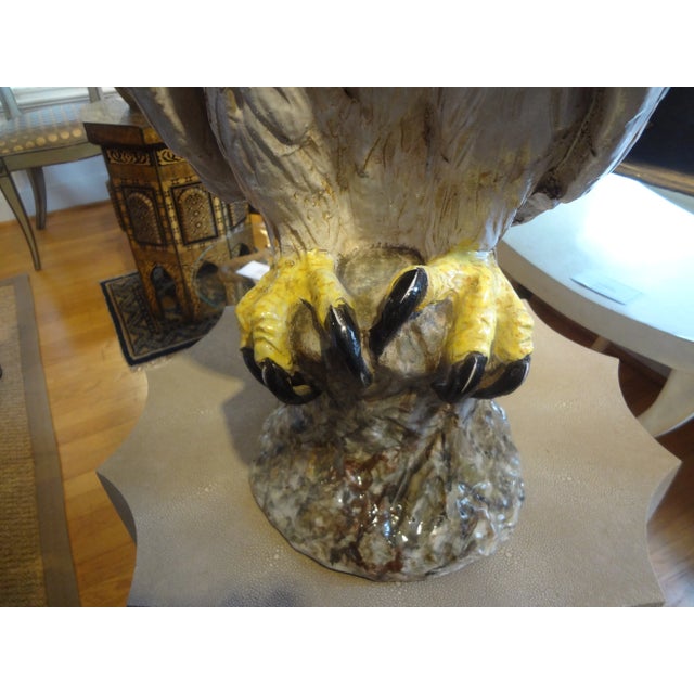 Vintage Italian Glazed Terracotta Eagle Sculpture For Sale - Image 4 of 11