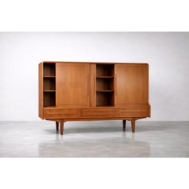 Mid-Century Danish Modern Brown Teak Highboard, 1950s For Sale - Image 6 of 18