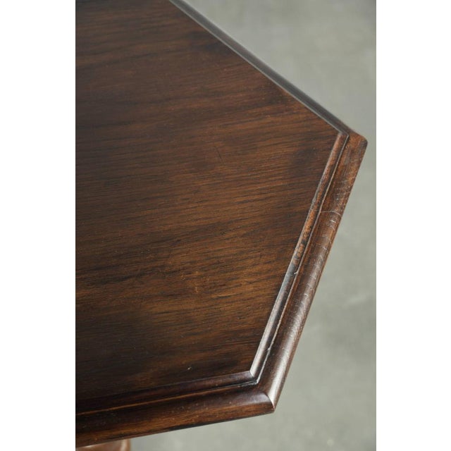 Tall Antique Oak Side Table with Wood Carving For Sale - Image 6 of 10