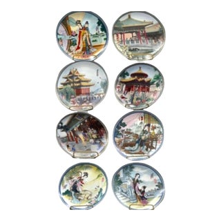 Complete 8 Piece Collection of Vintage 1980s Imperial Jingdezhen Porcelain Forbidden City and Beauties of the Red Mansion Collectible Plates For Sale