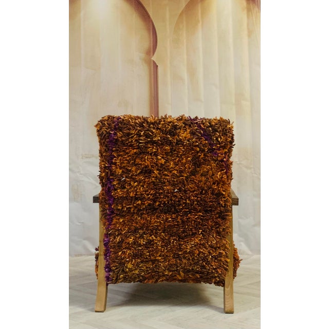 Handmade Moroccan Brown Wool Chair For Sale - Image 4 of 9