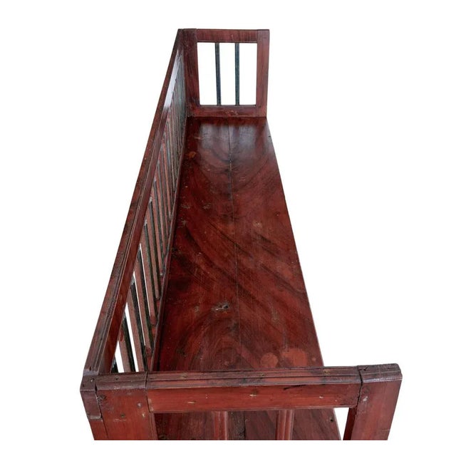 Purple Mid 19th Century Rustic Swedish Painted Pine Bench For Sale - Image 8 of 9