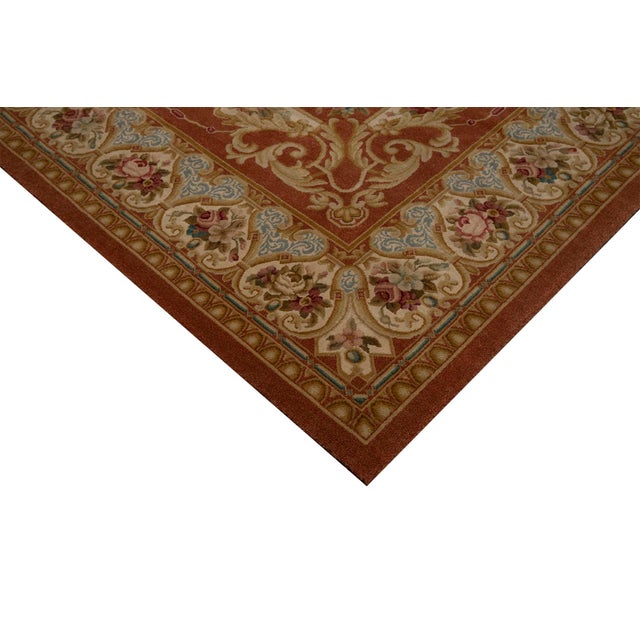 13x19 Oversized Rust & Terracotta French Savonnerie Floral Rug For Sale - Image 4 of 7