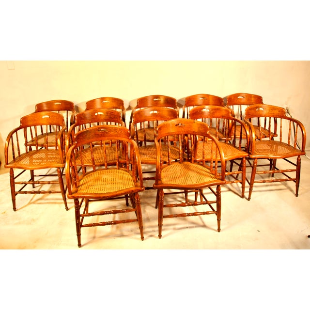 Brown Early 20th Century Barrel Back Fire House Chairs - Set of 12 For Sale - Image 8 of 8