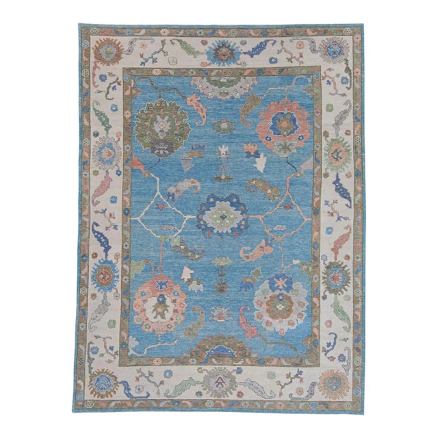Turkish Oushak Rug 9'4" x 12'7" For Sale
