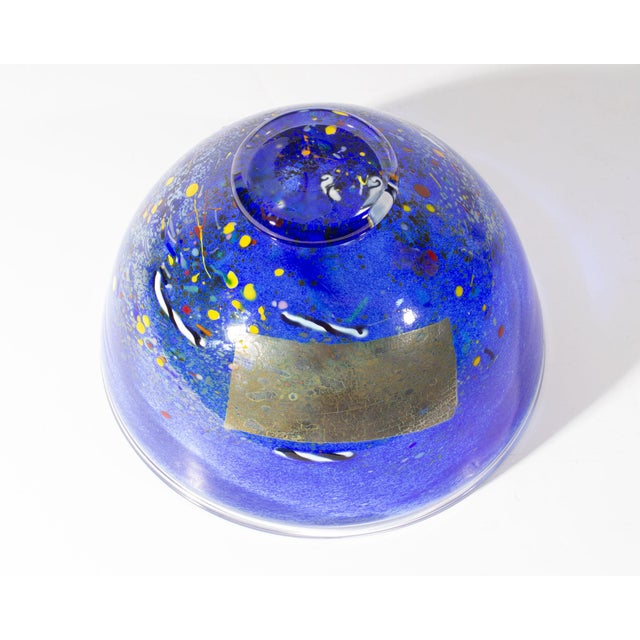 Contemporary Bertil Vallien Kosta Boda “Satellite” Blue Glass Bowl For Sale - Image 3 of 8