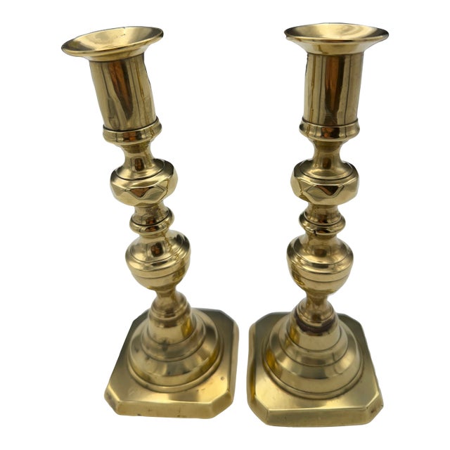 Pair of Vintage Brass Candlesticks For Sale