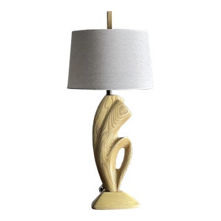 Vintage 1960s Large Biomorphic Cerused Modernist Table Lamp After Yasha Heifetz For Sale