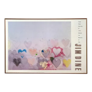 Jim Dine Vintage 1990 Modernist Lithograph Print Framed Pop Art Museum Poster " Large Heart Drawing #7 " 1970