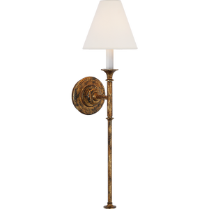 Thomas O'Brien for Visual Comfort Signature Piaf Large Tail Sconce in Antique Gild with Linen Shade