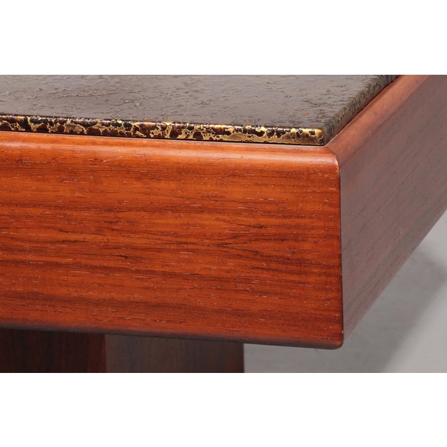 1970s Brutalist Coffee Table with Copper Top and Wooden Base, 1970s For Sale - Image 5 of 12