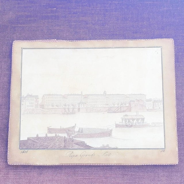 Paper Views of Rome, 19th Century, Ink on Paper, Framed, Set of 3 For Sale - Image 7 of 18