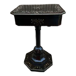 Anglo-Dutch Mother-Of Pearl Floral Marquetry -Rosewood Sewing Stand. Mid 19th Century