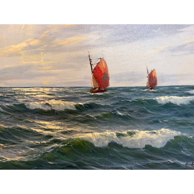 Gerhard Lukas Larsen (German 1911-1965) Oil Canvas Vintage, Maritime, Seascape For Sale - Image 10 of 13