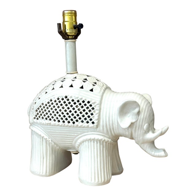 Mid Century Blanc De Chine Elephant Lamp by Morris Greenspan For Sale