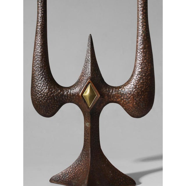 1970s Brutalist Sculptural Bronze Candleholder, 1970s For Sale - Image 5 of 6