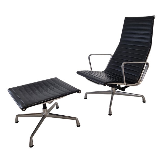 Set of Model Ea 124 + 125 Vitra Lounge Chair and Ottoman by Charles & Ray Eames, 1999 For Sale