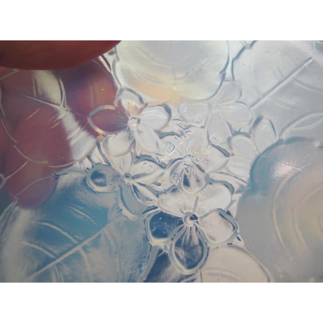 Sabino Opalescent Glass Violet Flower Leaf Footed Dish Trinket Tray For Sale In Portland, OR - Image 6 of 9