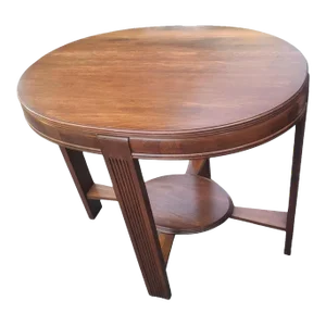 Vintage Tiered Stretcher Oval Walnut Occasional Card, Tea, Desert or Bar Table