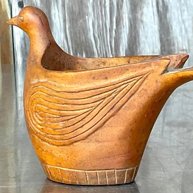 Chocolate Vintage Boho Carved Bird Votive Holder For Sale - Image 8 of 13