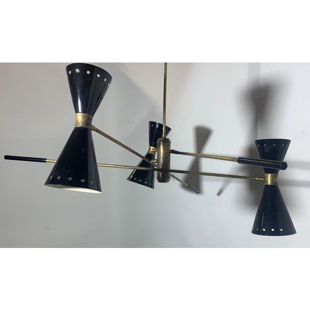 1950s Italian Adjustable Brass Chandelier, 1950s For Sale - Image 5 of 11