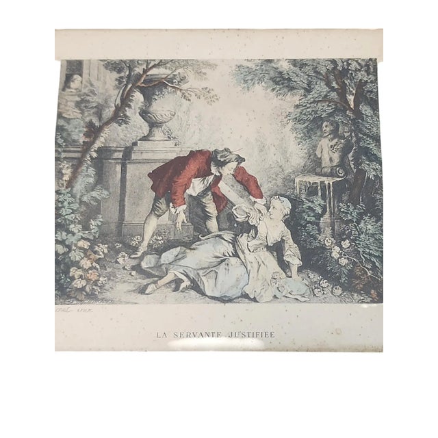 Vintage Pair Nicolas Lancret Framed Watercolor Prints For Sale In Atlanta - Image 6 of 7