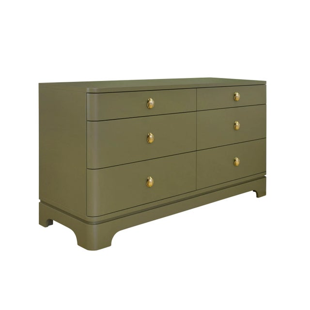 Get your storage sorted in style with the Kilmer Six Drawer Rounded Edge Chest. Made from olive green matte lacquer, this...