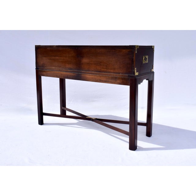 Mahogany Campaign Style Two Drawer Console Table For Sale - Image 13 of 14