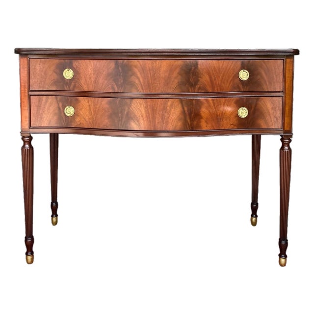 Vintage Federal Flame Mahogany Sheraton Style Server | Sideboard | Statement Entryway Piece For Sale