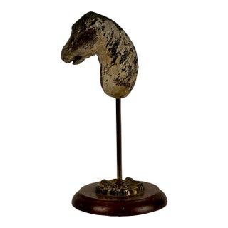 Architectural Salvage Vintage Small Wooden Horse Head Bust on a Stand For Sale