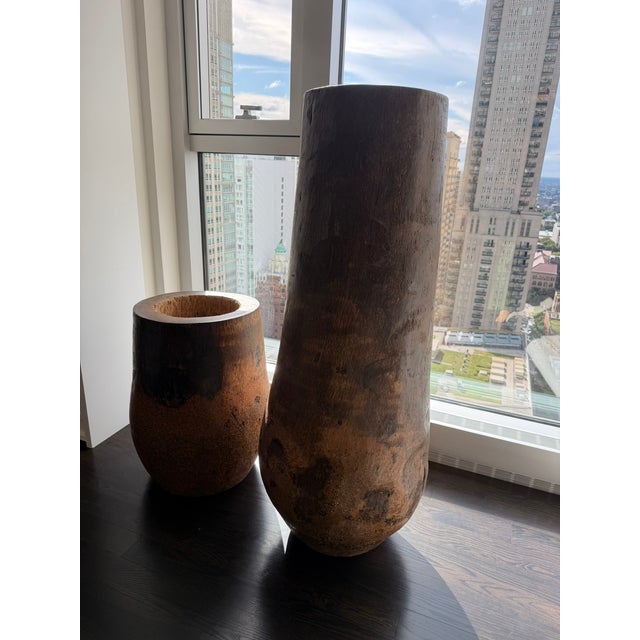 Large Organic Modern Wooden Vessels — Sculptural, Hand‑Carved, Primitive Modern Forms For Sale In Chicago - Image 6 of 11