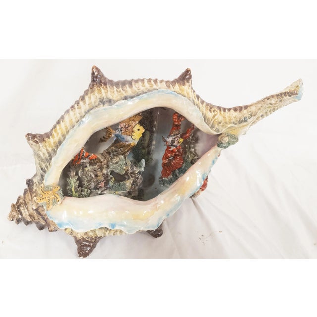 Mid-Century Modern Contemporary Mid-Century Art Pottery Shell Shaped Fish Diorama For Sale - Image 3 of 10