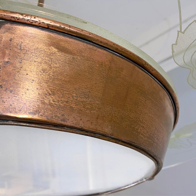 Mid-Century Modern Italian Glass Pendant with Copper Decoration, 1940s For Sale - Image 9 of 16