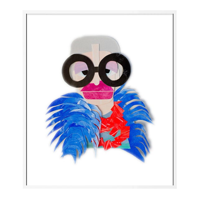 Iris with Blue Feather Cape by Melvin G in White Framed Paper, Small Art Print For Sale