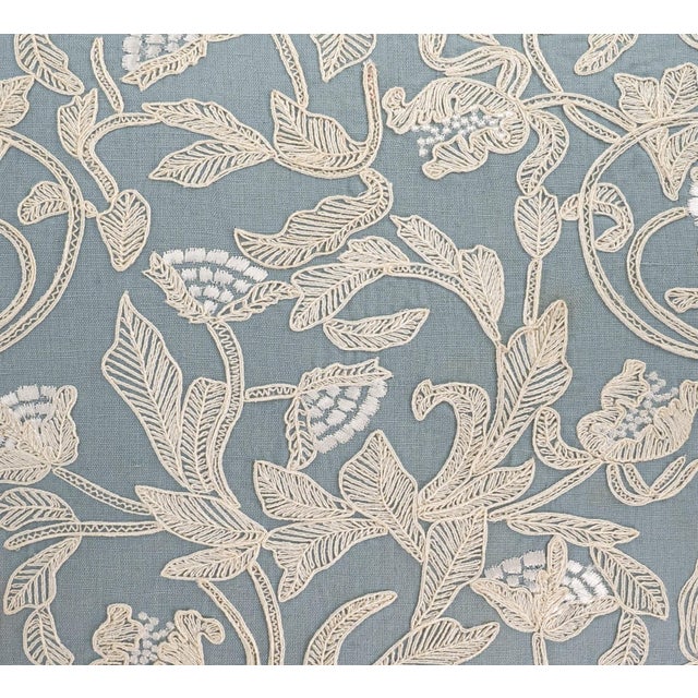 Deauville Embroidered Linen Throw Pillow Cover 18 X 18 For Sale - Image 4 of 6
