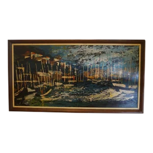 1960s Carlo of Hollywood Abstract Seascape Painting