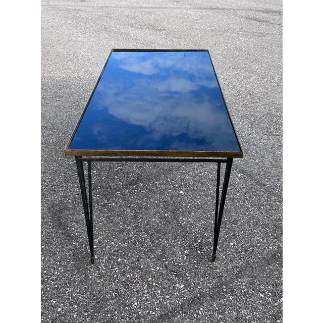 Mid-Century Modern Opaline Table with Wrought Iron Base For Sale - Image 3 of 9