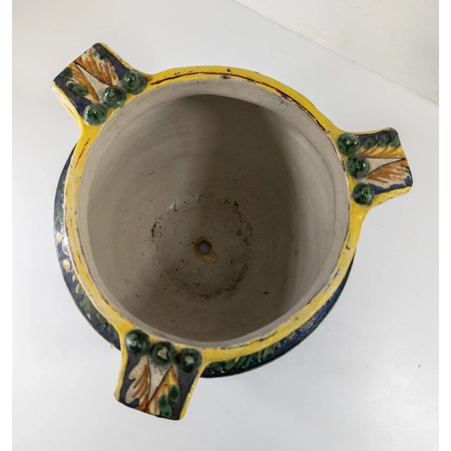 Mid-Century Italian Faience Majolica Pottery Jardiniere Planter For Sale - Image 11 of 18
